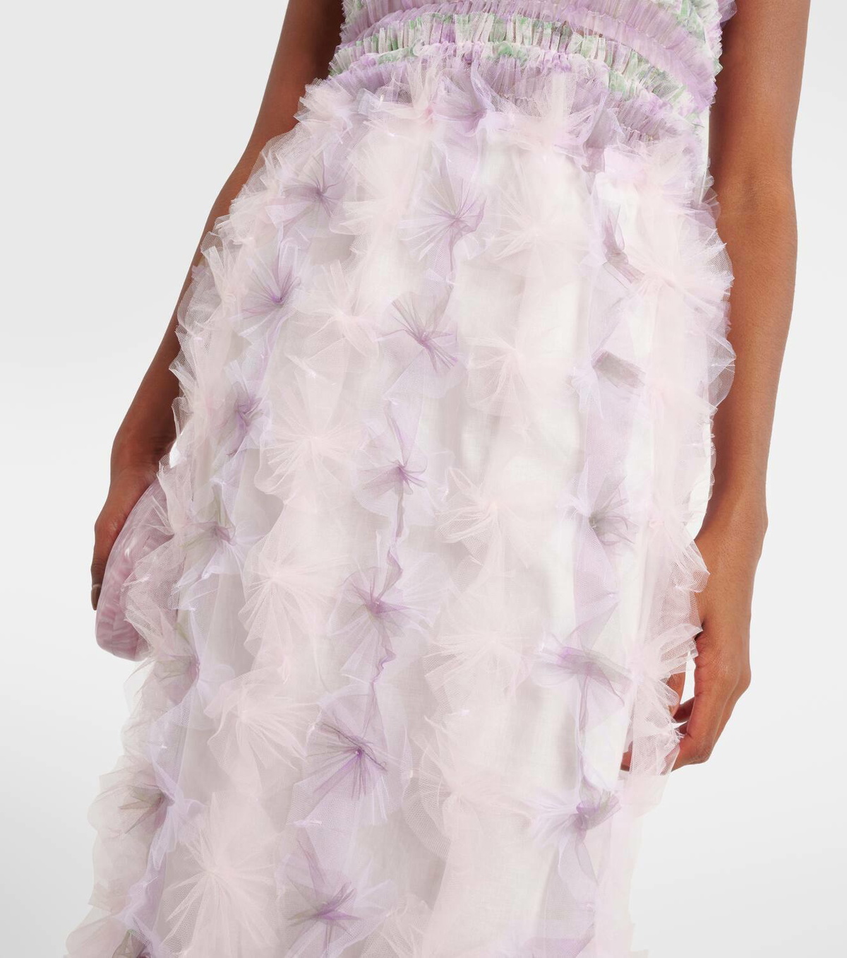 Susan Fang Fringed floral midi skirt