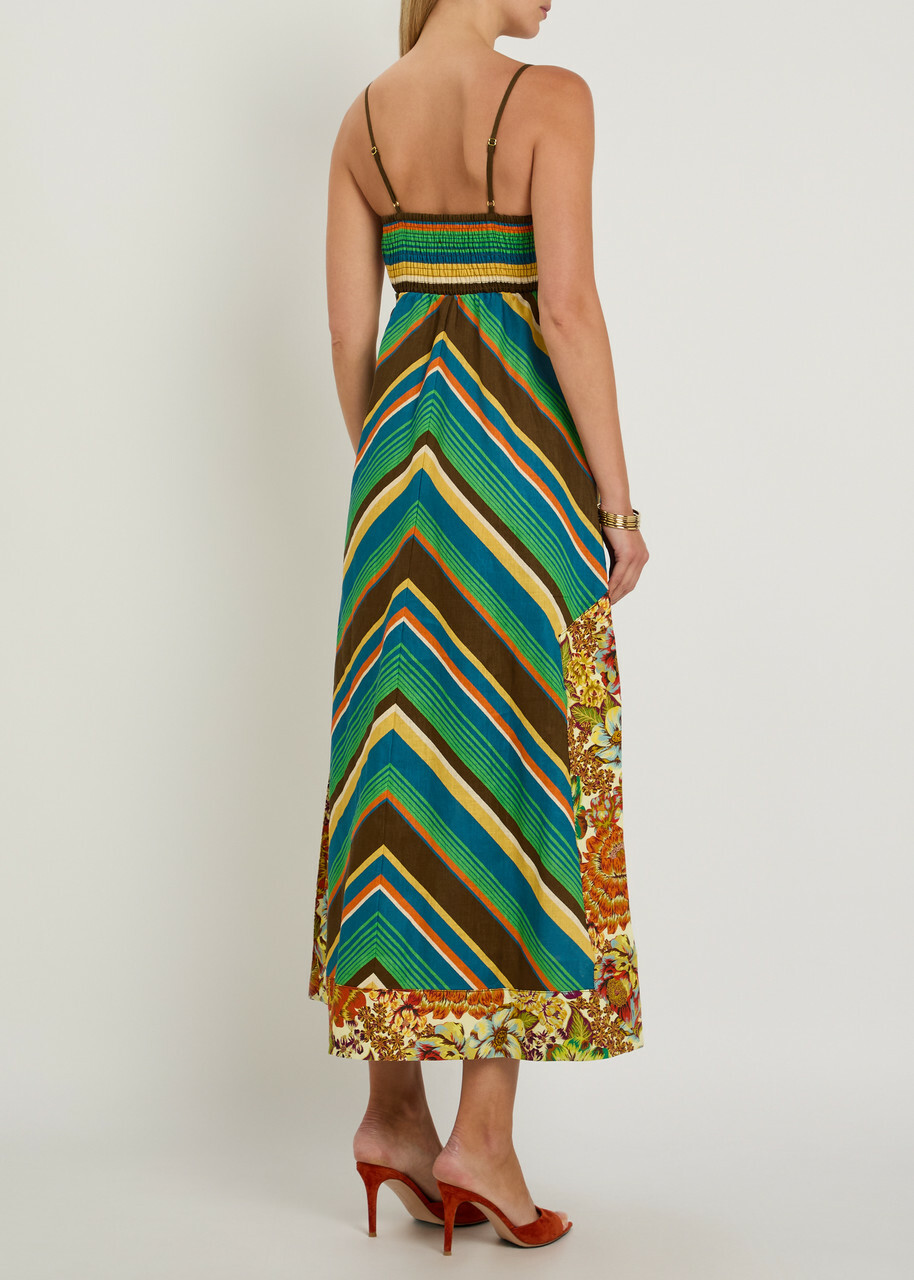 Alemais Charlie Striped Linen Midi Dress Multicoloured