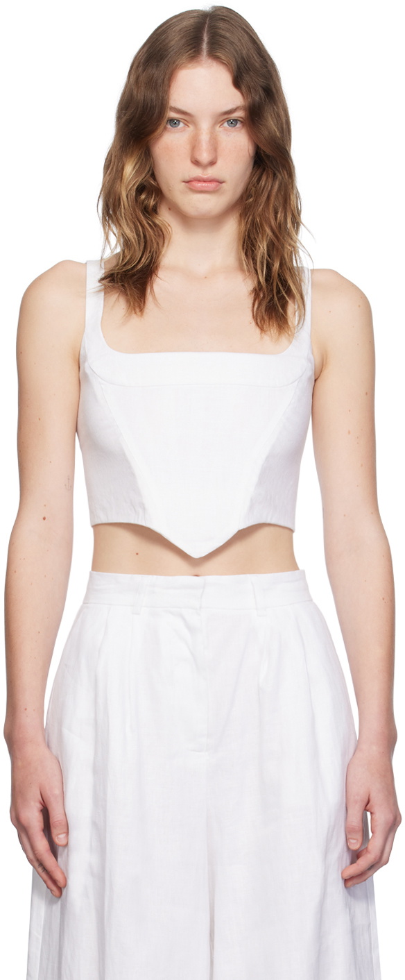 Staud White Vaga Tank Top
