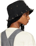 R13 Black Studded Bucket Hat