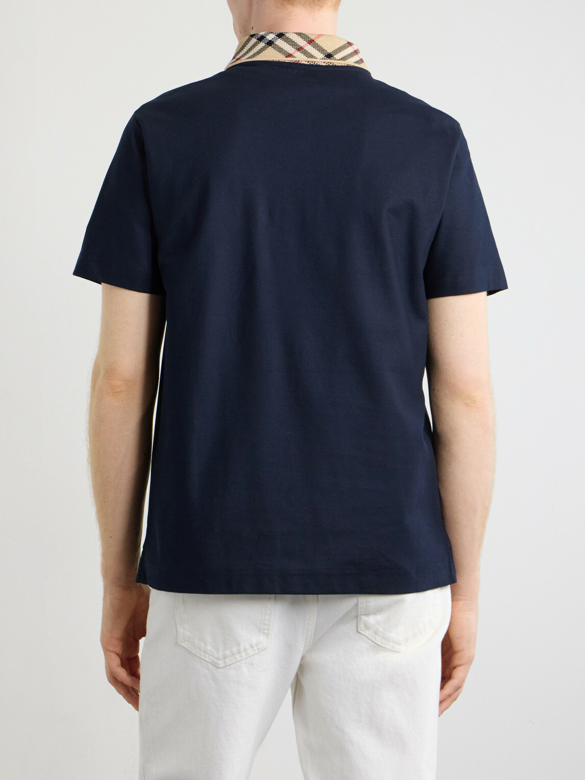 Burberry - Checked Cotton-Piqué Polo Shirt - Blue