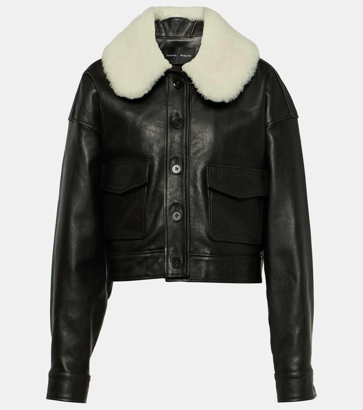 Proenza Schouler Judd shearling trimmed leather jacket Proenza