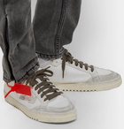 Off-White - 2.0 Distressed Suede and Leather-Trimmed Canvas Sneakers - White