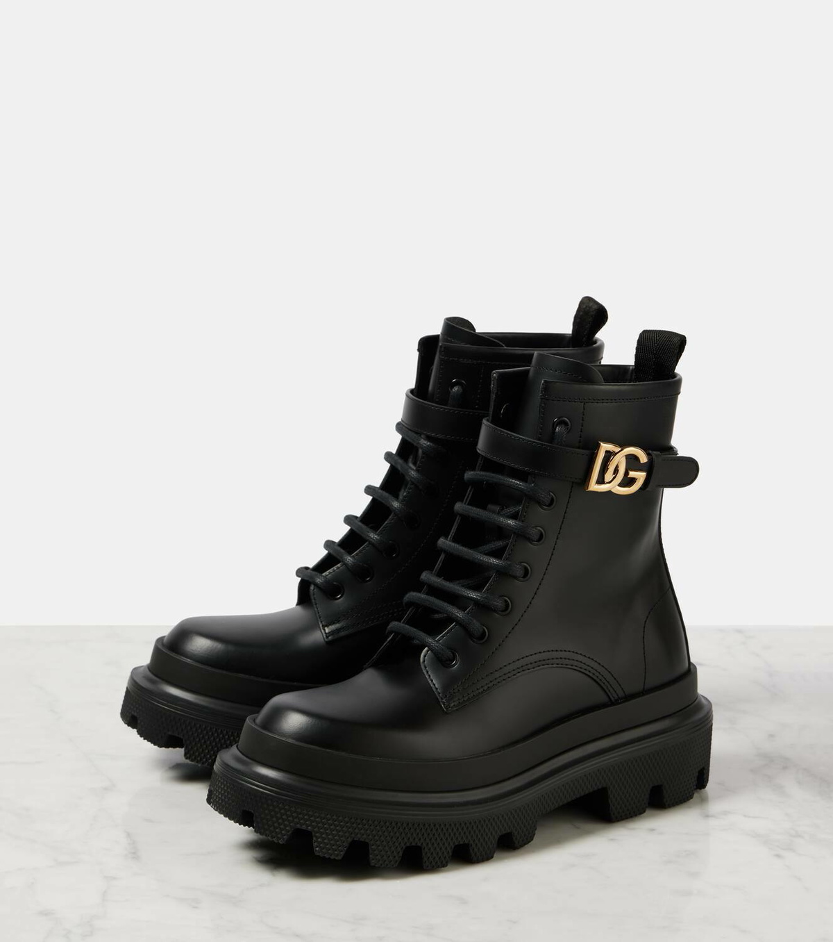 Dolce&Gabbana Logo leather combat boots