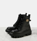 Dolce&Gabbana Logo leather combat boots