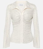 Self-Portrait Crystal-embellished mesh shirt