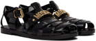 Moschino Black Lettering Logo Jelly Sandals