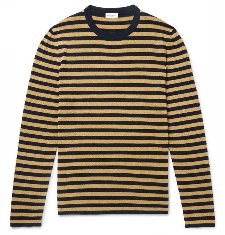 Photo: Saint Laurent - Slim-Fit Striped Knitted Sweater - Men - Yellow