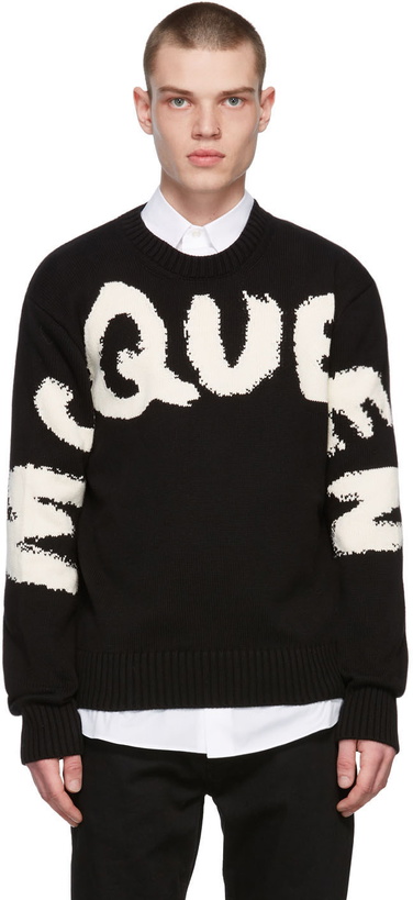 Photo: Alexander McQueen Black & WhiteGraffiti Knit Crewneck Sweater