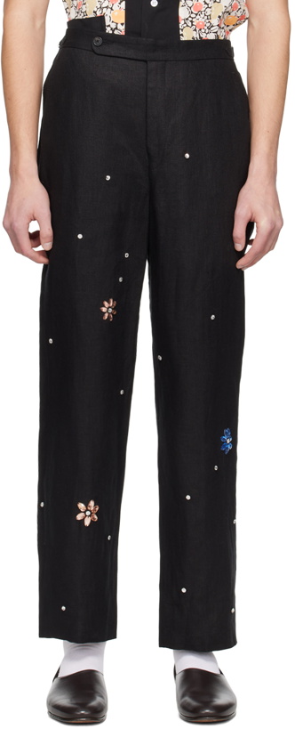 Photo: Bode Black Flower Gem Trousers