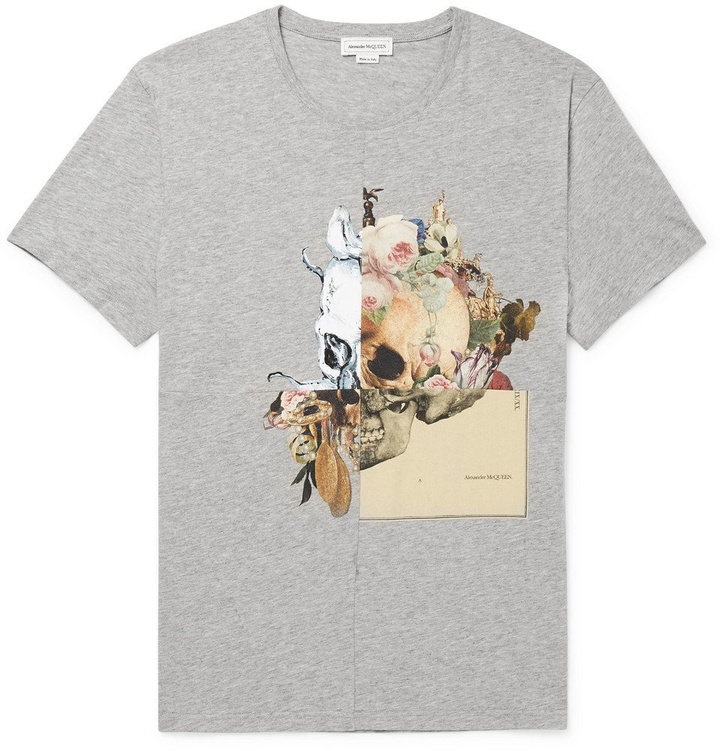 Photo: Alexander McQueen - Slim-Fit Printed Cotton-Jersey T-Shirt - Gray