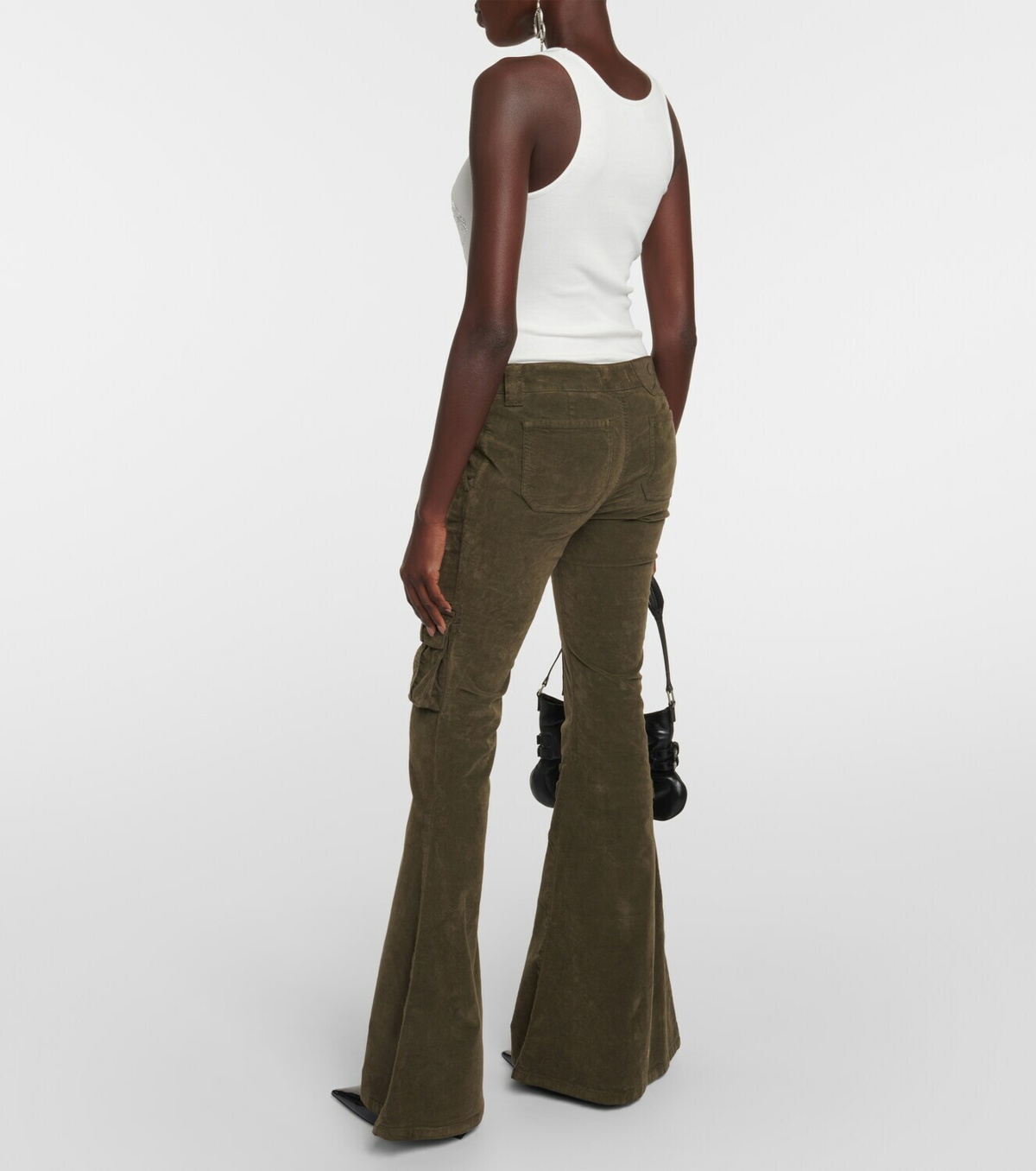 low-rise flared cargo trousers, Blumarine