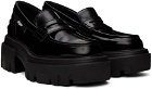 MSGM Black Leather Platform Loafers