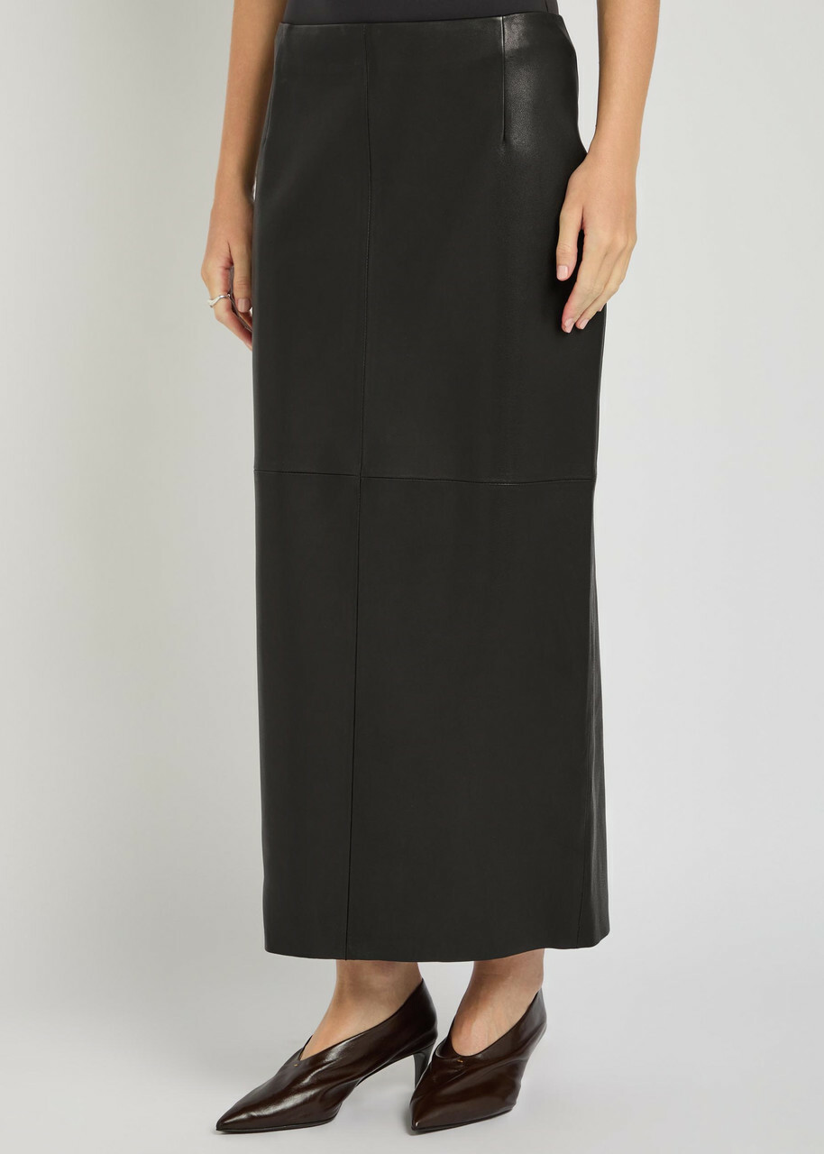 Nour Hammour Selly Suede Midi Skirt Black