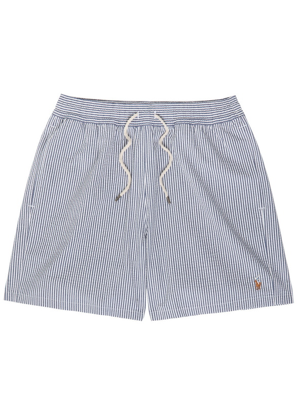 Photo: Polo Ralph Lauren Traveller Striped Seersucker Swim Shorts Blue