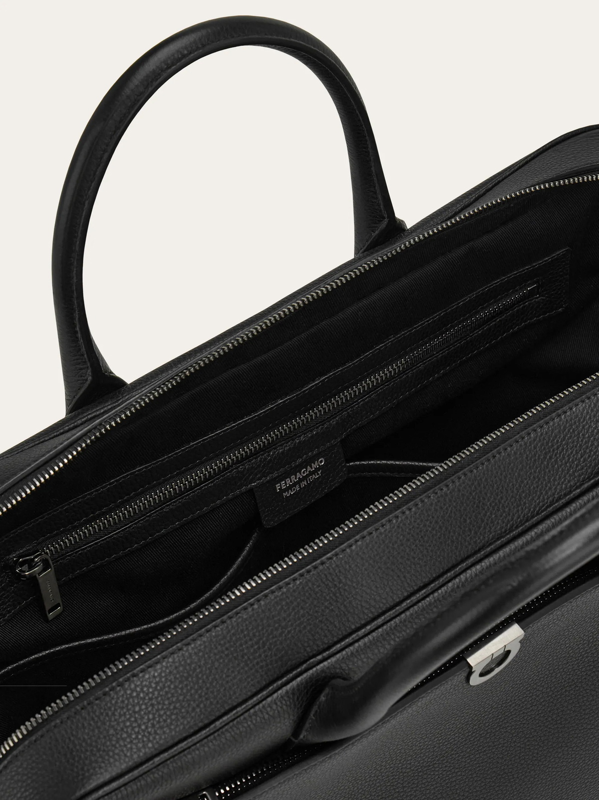 Ferragamo Mens Gancini briefcase in Black