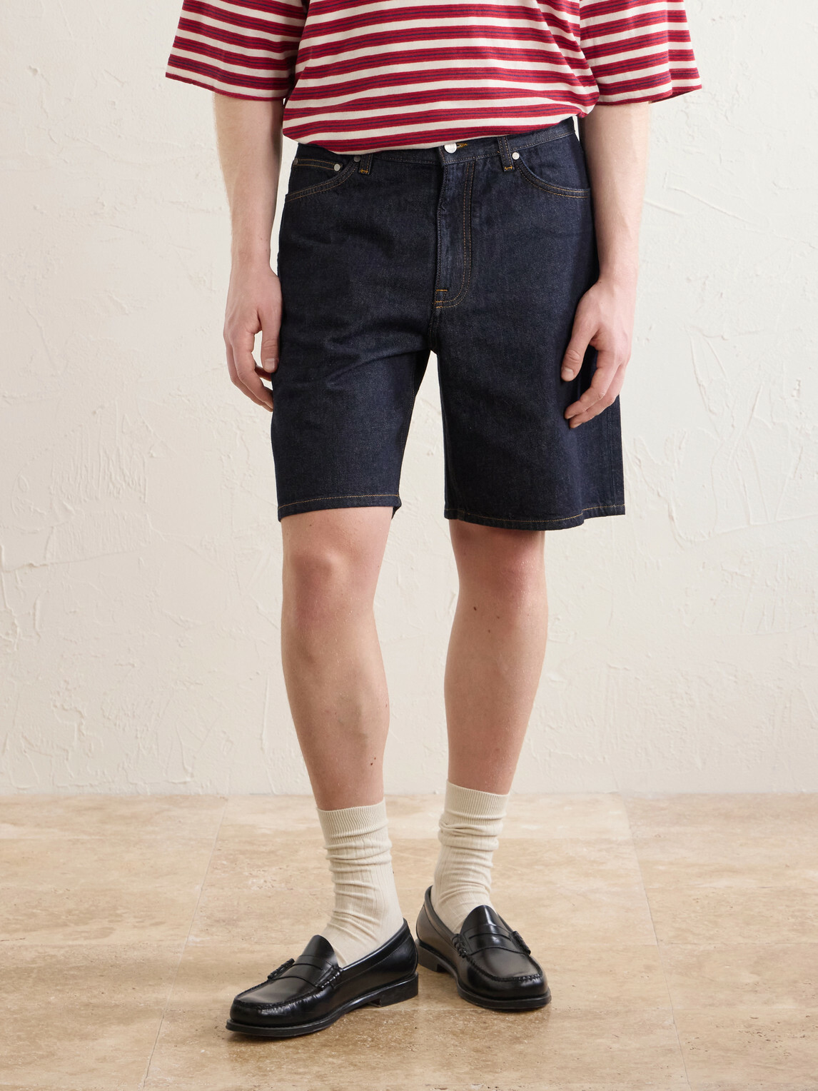 NN07 - Otis Straight-Leg Organic Denim Shorts - Blue
