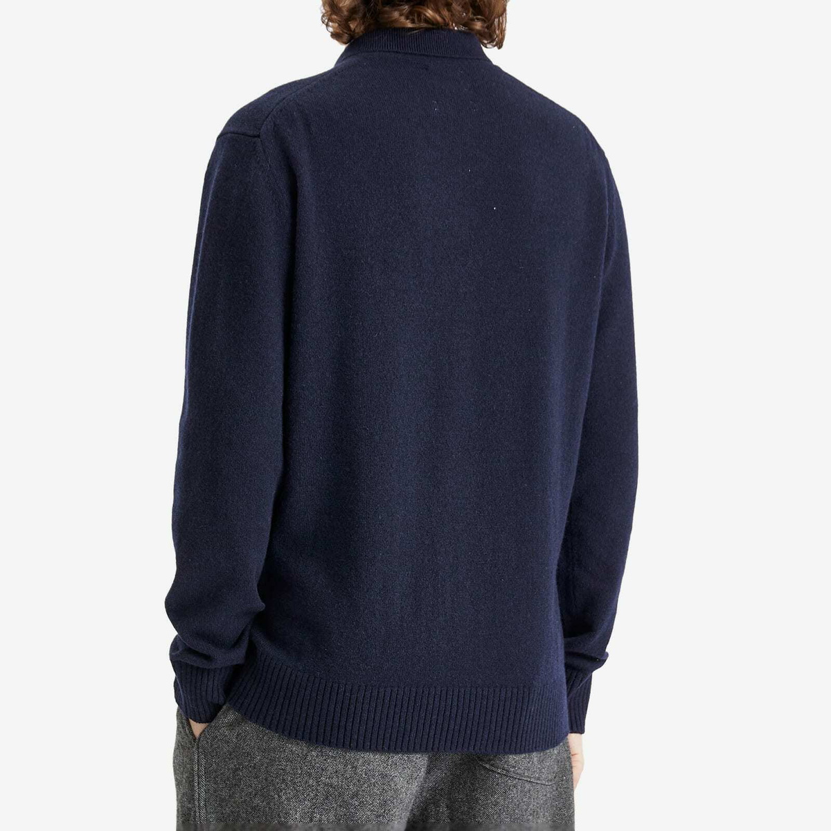 Norse Projects Men's Standard Merino Lambswool Polo in Dark Navy