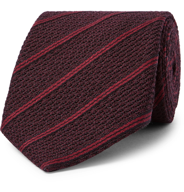 Photo: TOM FORD - 8cm Striped Silk and Wool-Blend Jacquard Tie - Burgundy