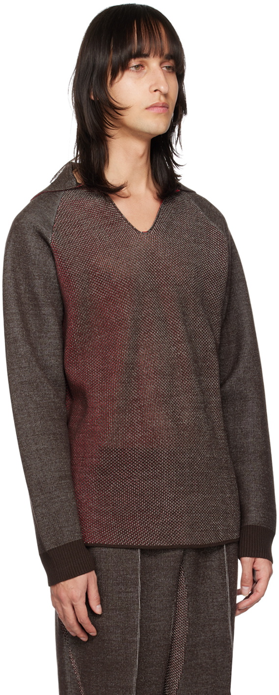 Saul Nash Brown Double Layer Polo