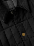 Dunhill - Corduroy-Trimmed Quilted Cashmere Car Coat - Black
