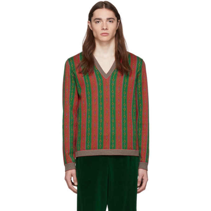 Photo: Gucci Red Wool Horsebit Sweater