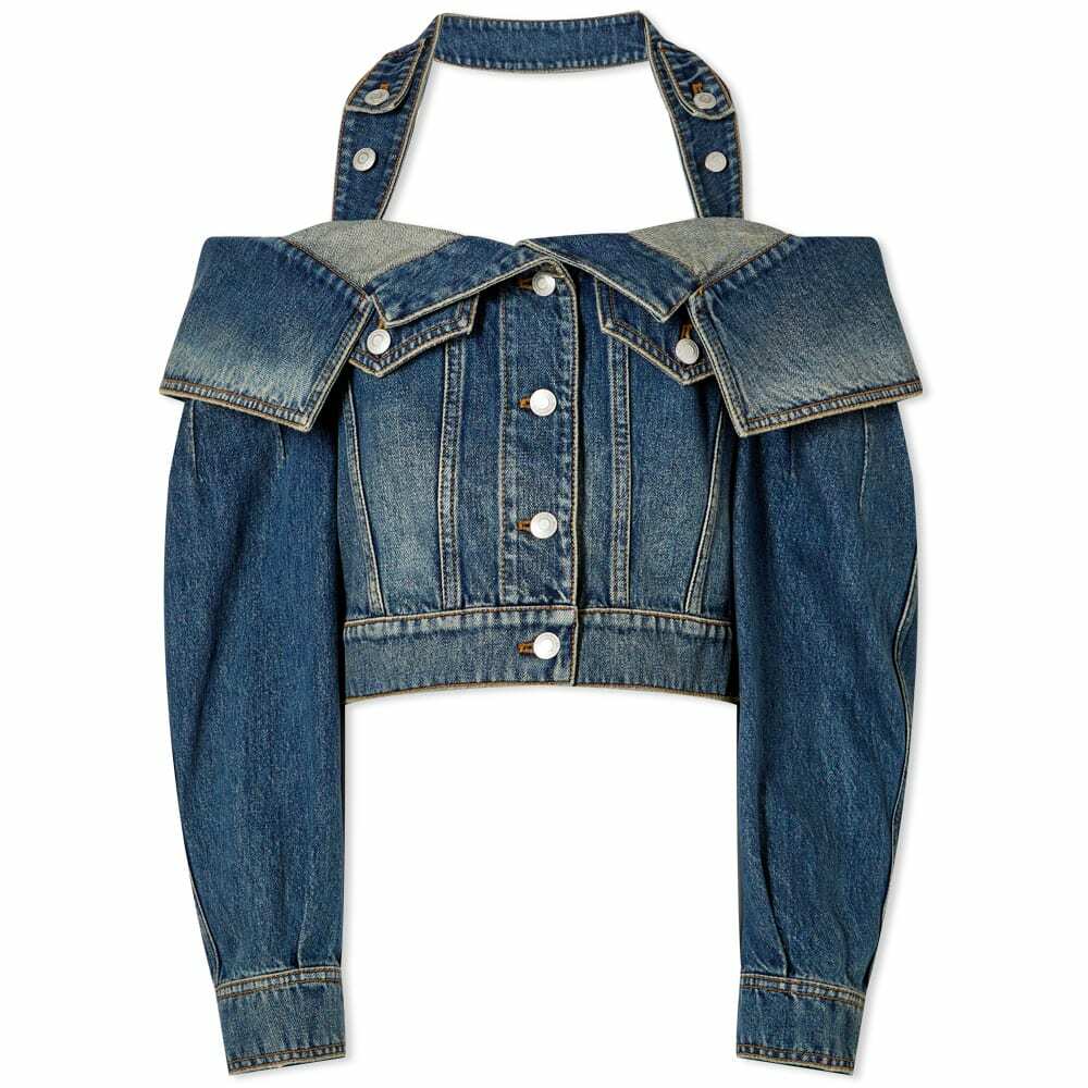 Alexander McQueen Women's Off The Shoulder Denim Jacket in Distressed ...