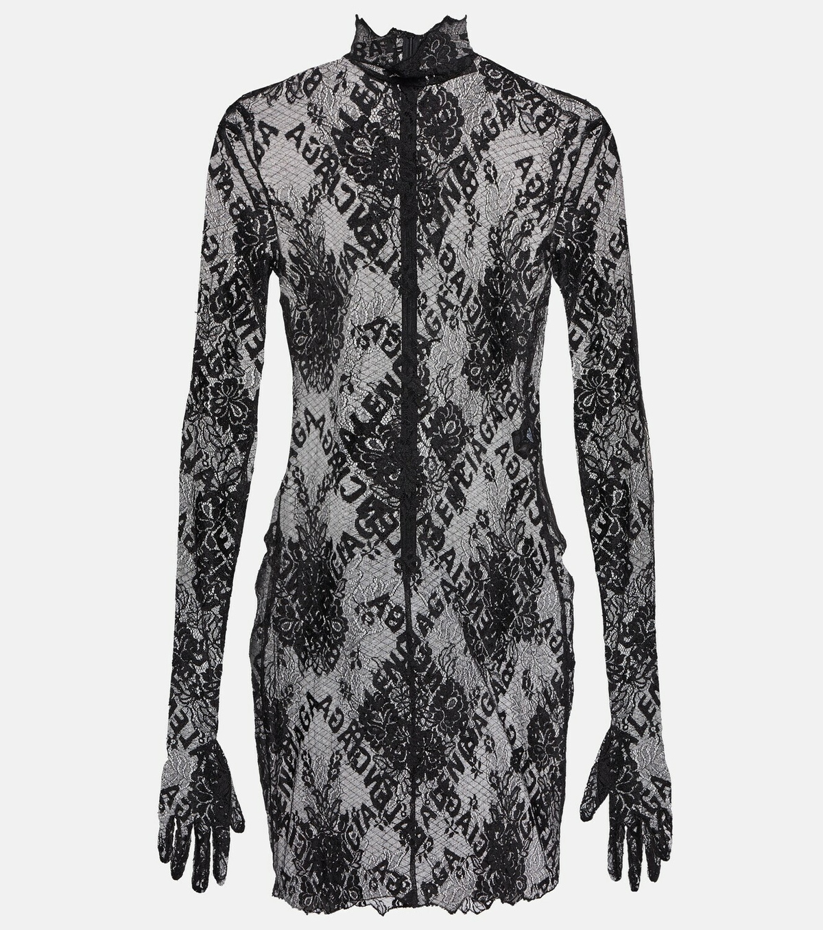 Balenciaga Logo mesh gloved minidress Balenciaga
