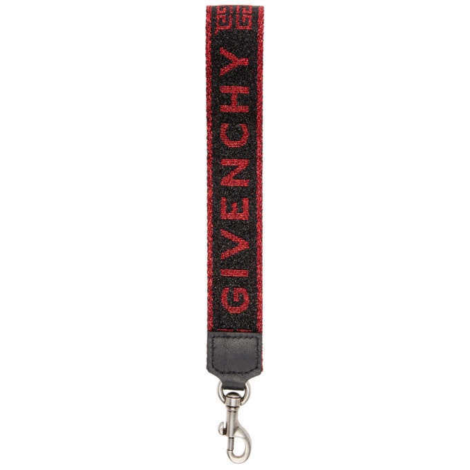 Photo: Givenchy Black and Red Lurex Lanyard Keychain
