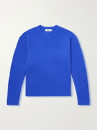 FRAME - Waffle-Knit Wool and Cashmere-Blend Sweater - Blue
