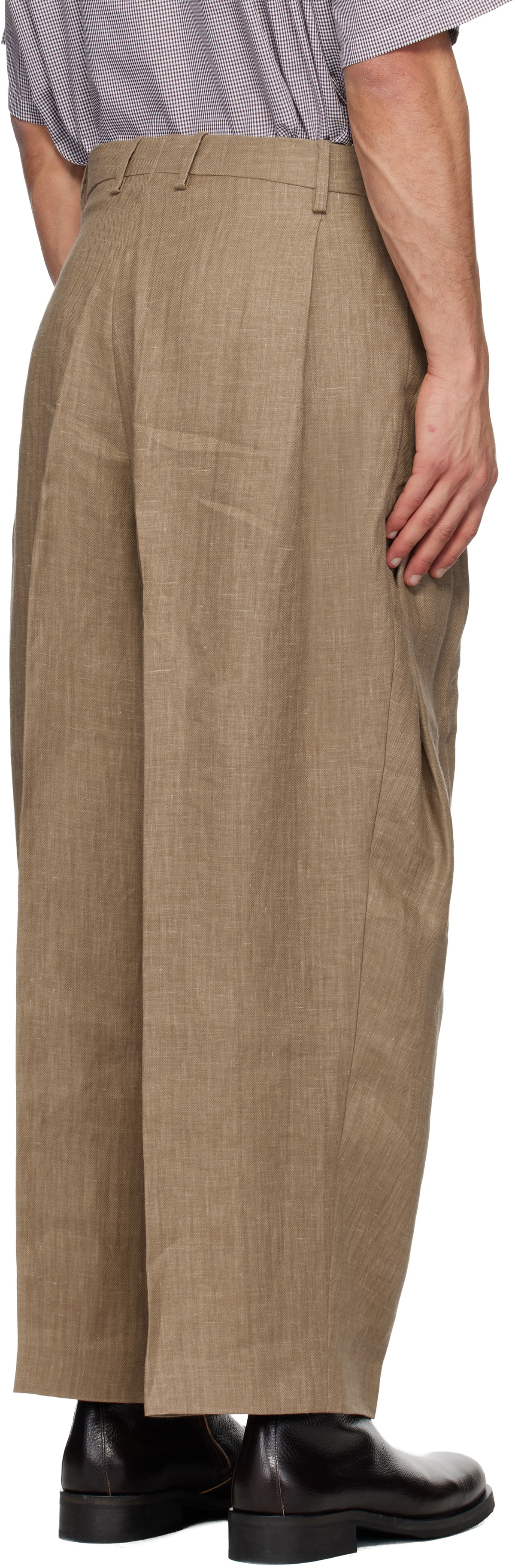 Hed Mayner Brown Linen Trousers Hed Mayner