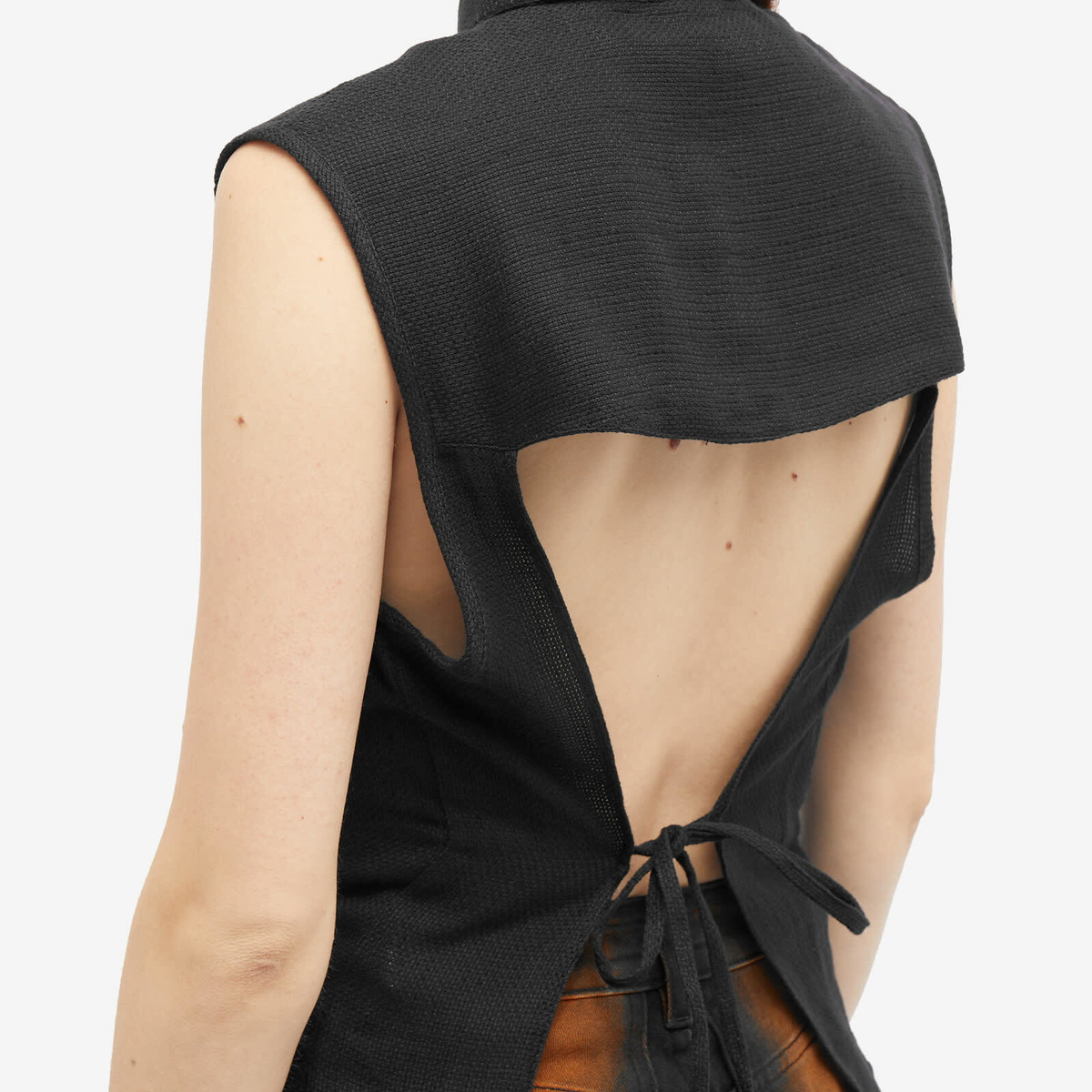 Eckhaus Latta Women's Linen Open Back Tank Shirt in Coal Eckhaus Latta