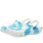 Crocs Classic Tie Dye Graphic Clog in Digital Aqua