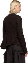 sacai Brown Wool Knit Sweater