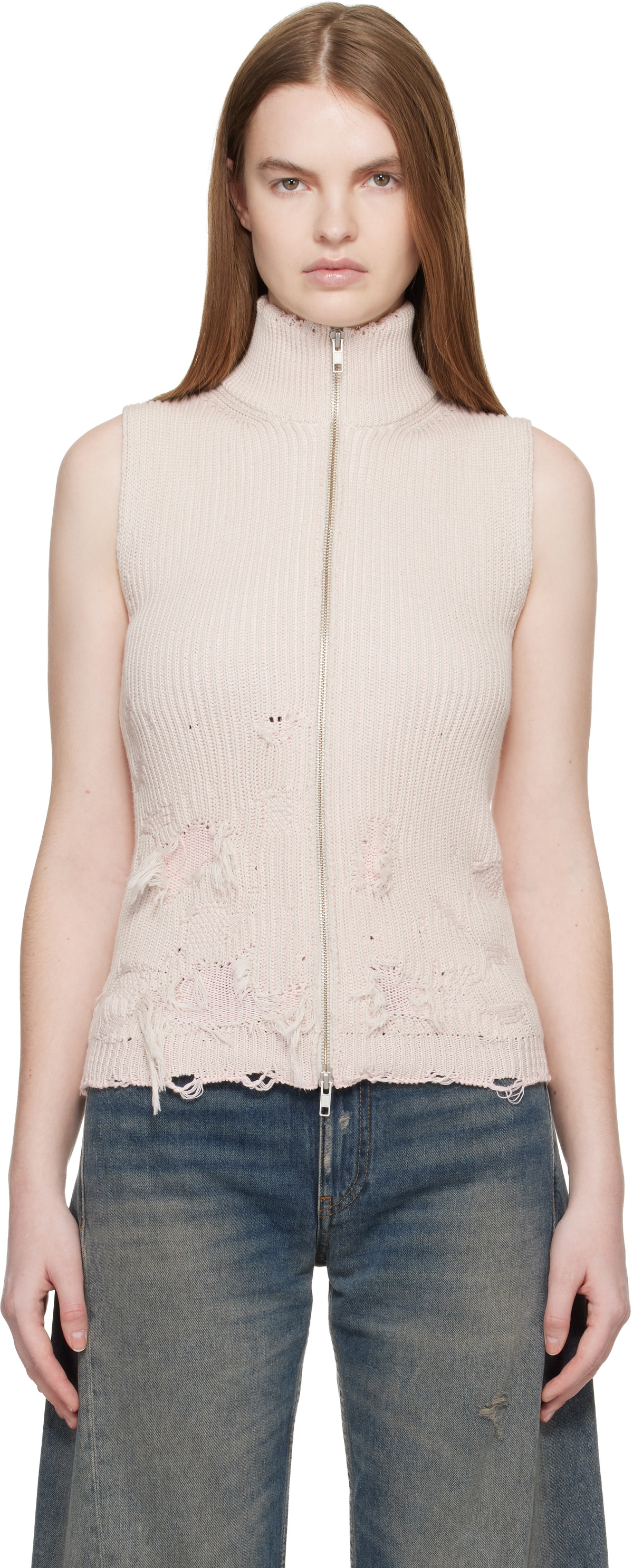 MM6 Maison Margiela Pink Amended Optical Ribs Vest