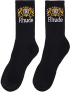 Rhude Black Crest Logo Socks