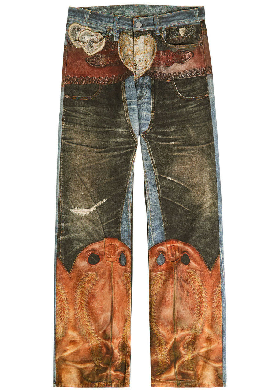 Acne Studios 2010 Printed Straight-leg Jeans Blue