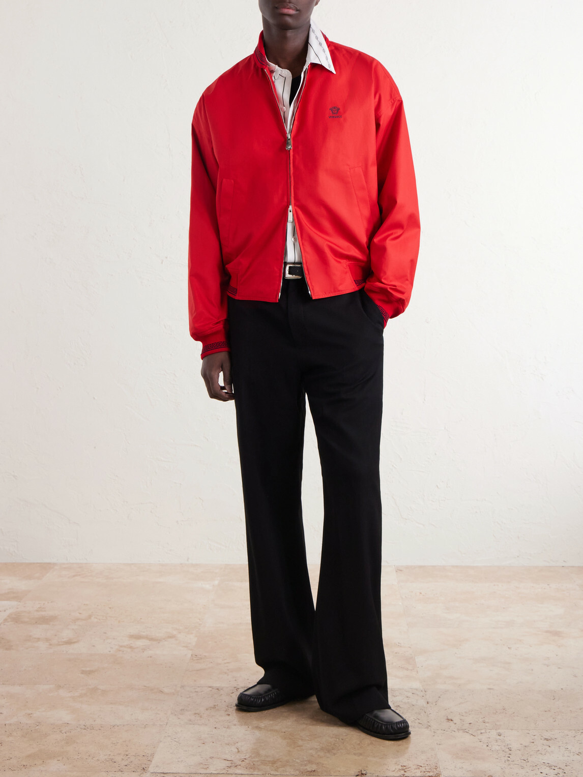 Versace - Logo-Embroidered Cotton Blouson Jacket - Red