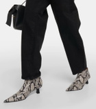 Ganni Snake-effect faux leather ankle boots