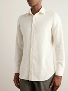 Lardini - Slim-Fit Brushed-Cotton Flannel Shirt - Neutrals