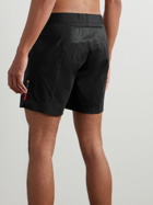 Orlebar Brown - Bulldog Bonded Straight-Leg Mid-Length Striped Swim Shorts - Black