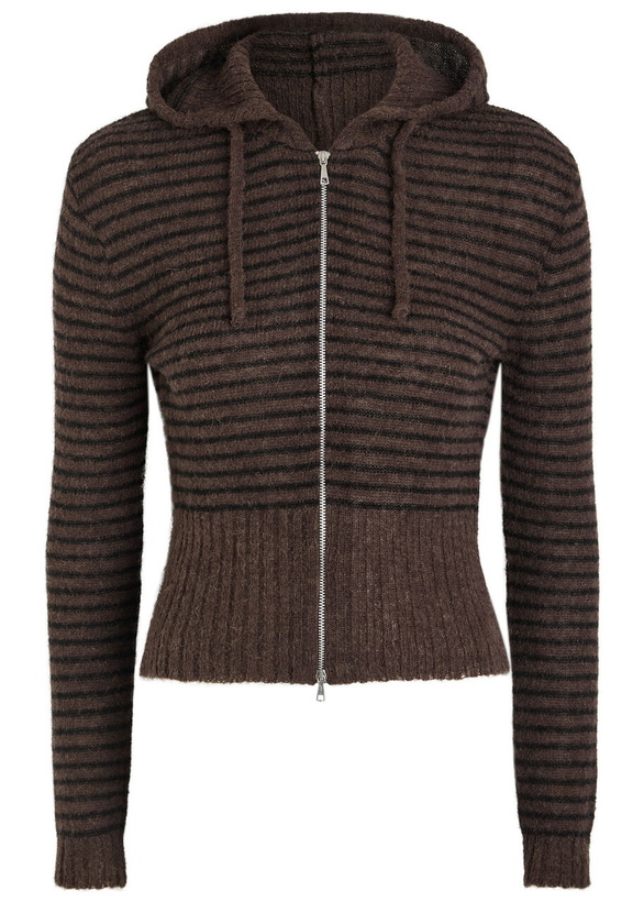 Photo: Our Legacy Compact Striped Brushed Alpaca-blend Jumper Brown