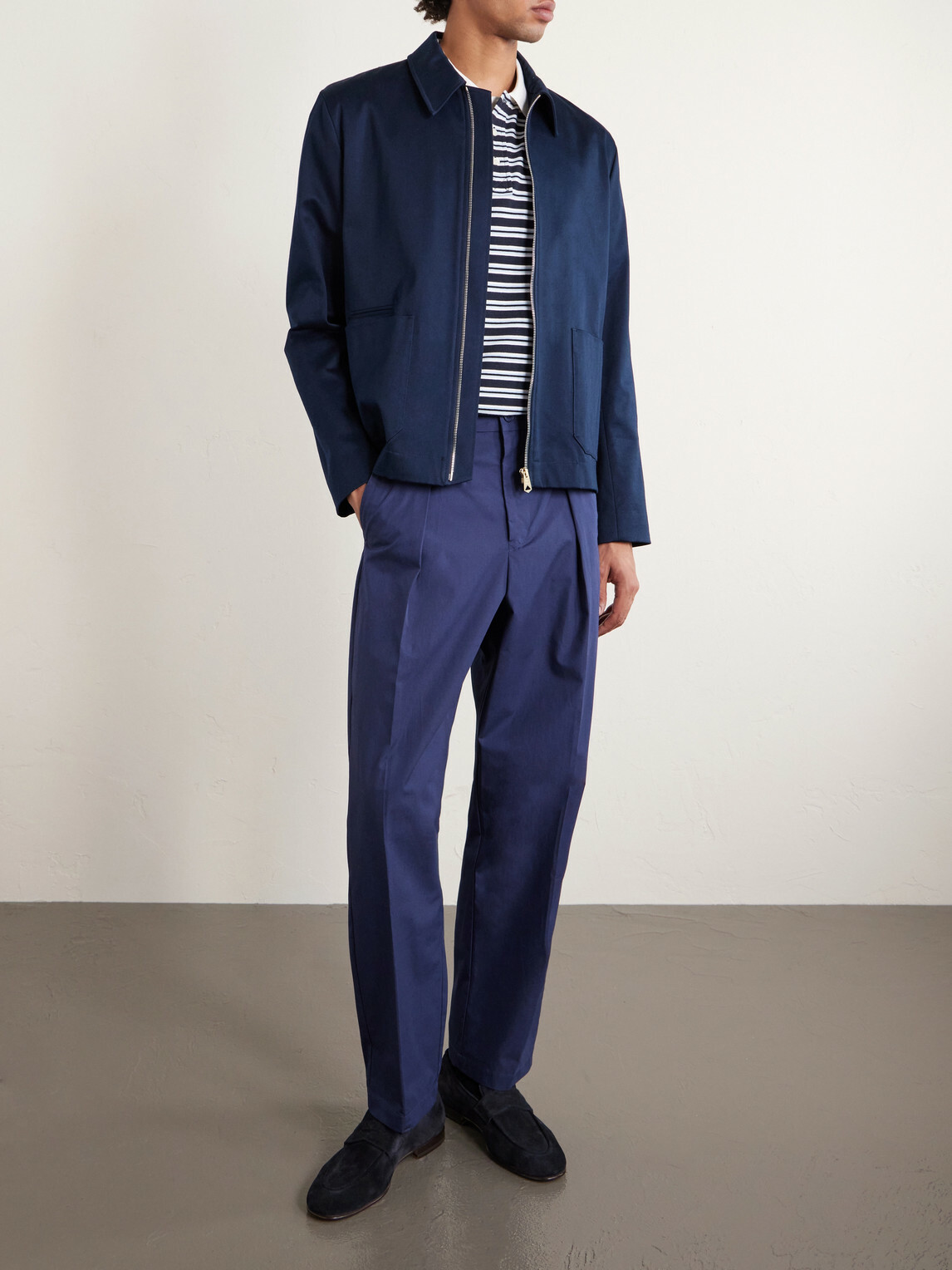 A.P.C. - Renato Straight-Leg Pleated Cotton-Twill Trousers - Blue