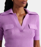 Patou Ribbed-knit cotton polo shirt