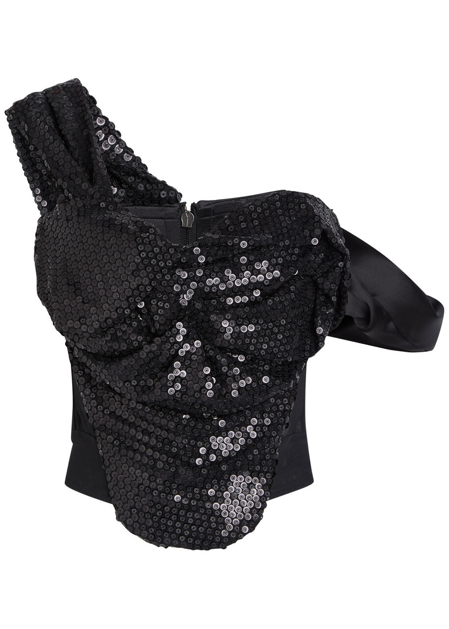 Vivienne Westwood Sequin-embellished Mesh Corset top Black