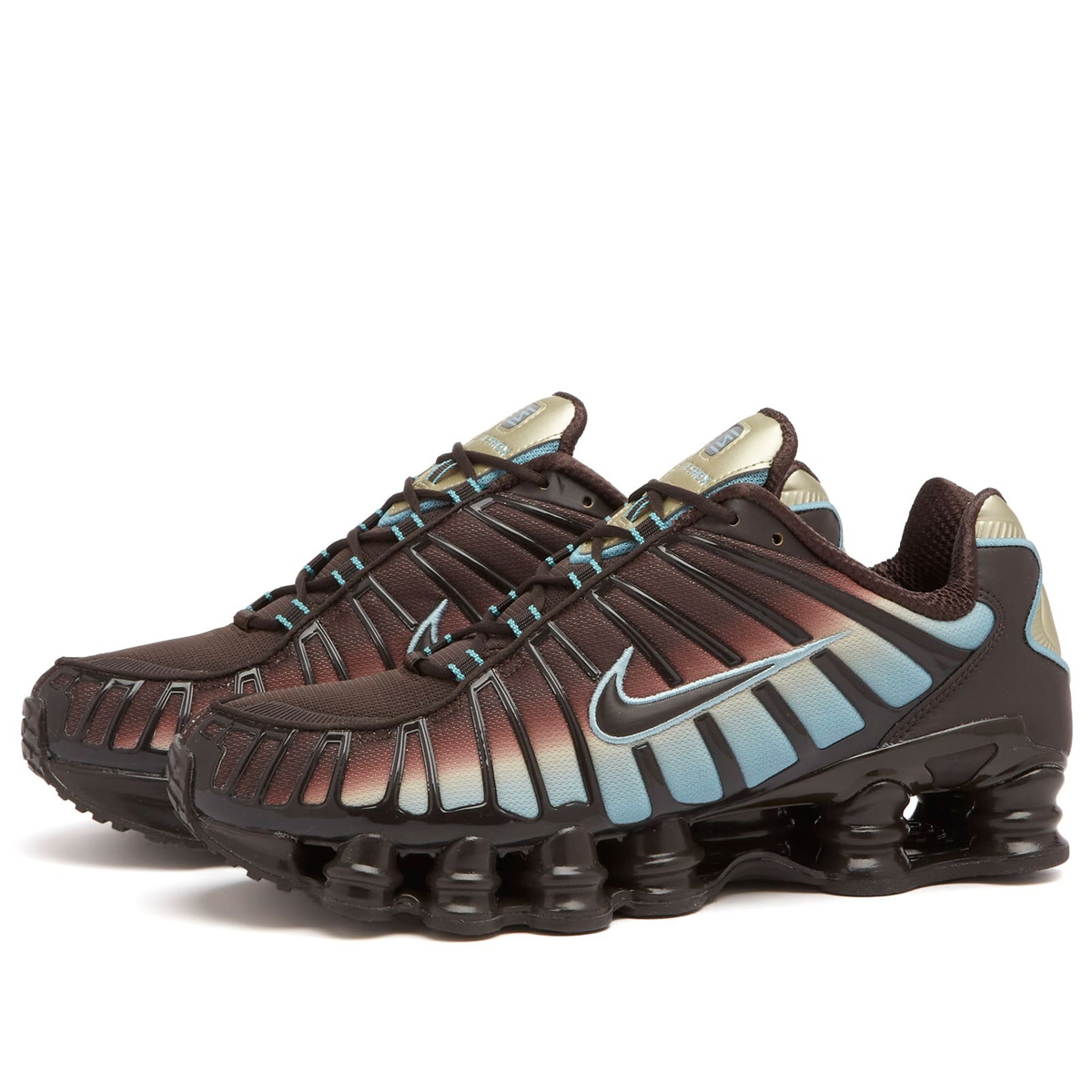 Nike Women's W Shox TL Sneaker in Velvet Brown/Denim/Desert Khaki