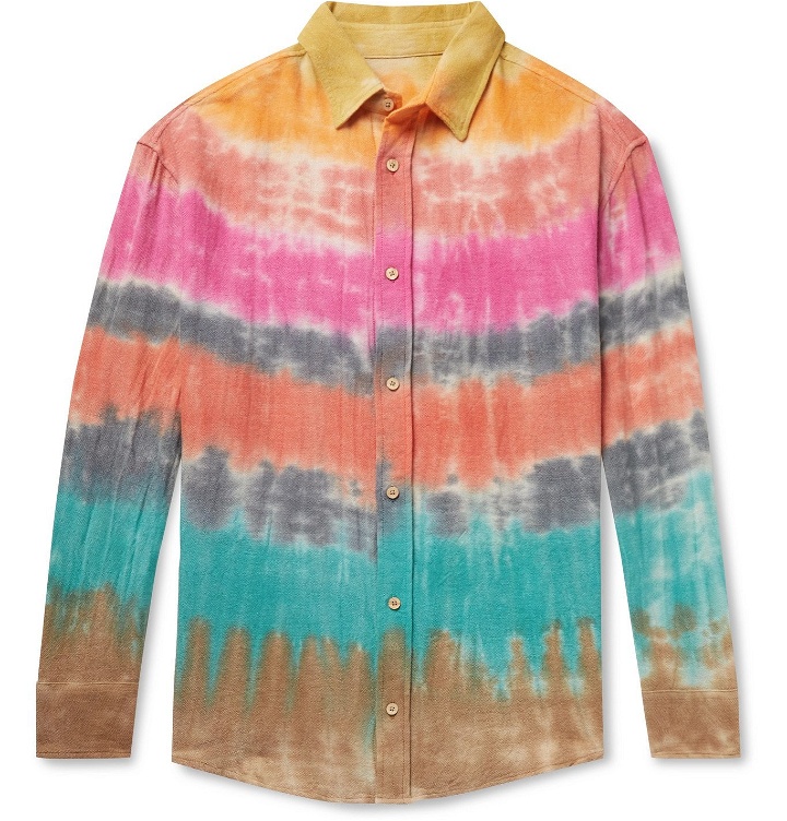 Photo: The Elder Statesman - Wacky Boomslang Tie-Dyed Wool, Cashmere and Cotton-Blend Shirt - Multi