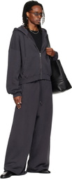 LU'U DAN Gray Washed Zip Hoodie