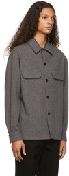 Lemaire Grey Wool Boxy Overshirt