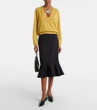 Plan C Ruffled cotton-blend poplin midi skirt